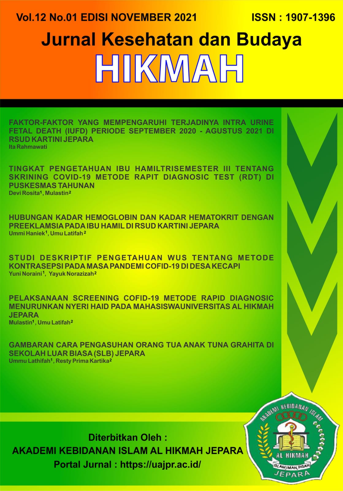 					Lihat Vol 12 No 01 (2021): JURNAL KESEHATAN DAN BUDAYA HIKMAH
				